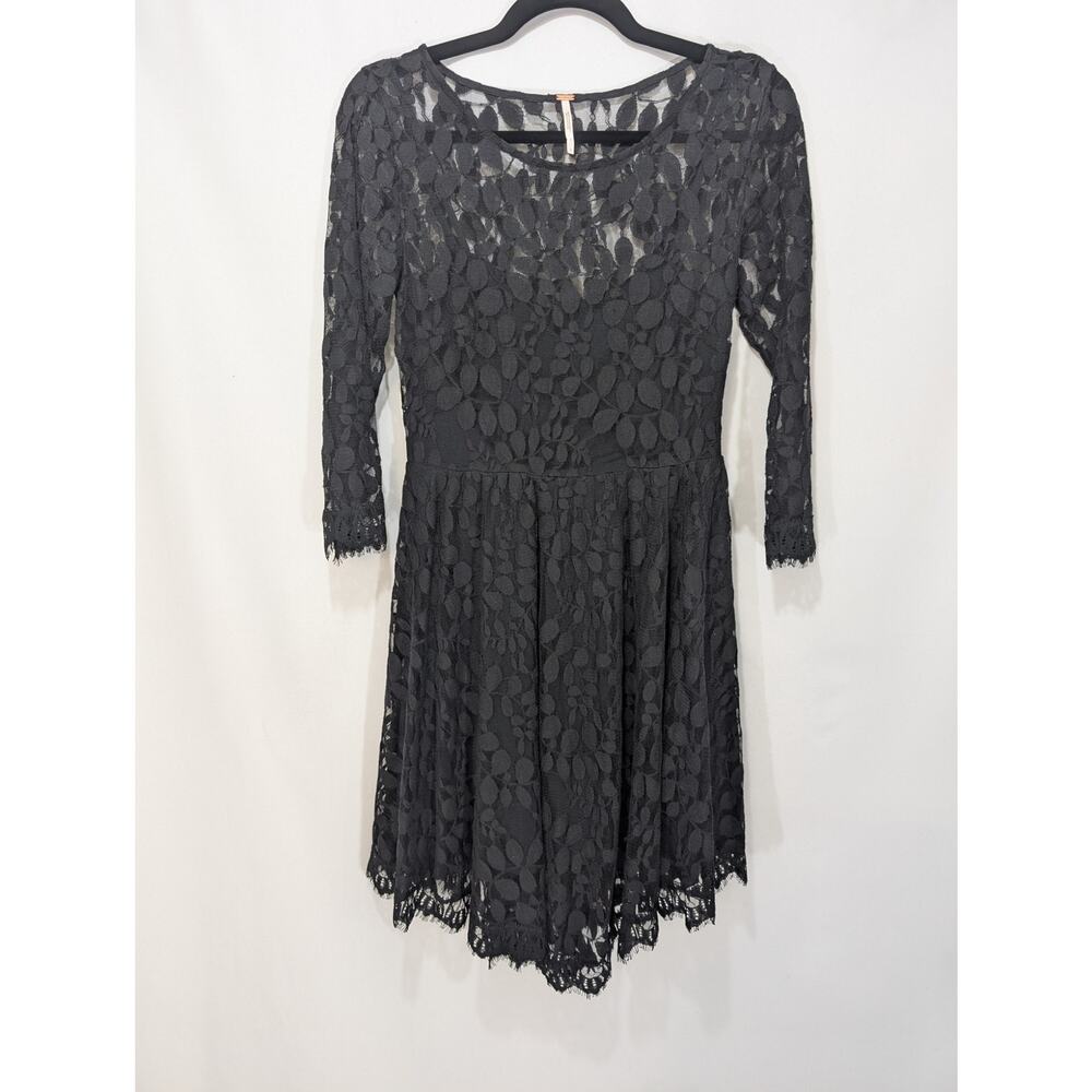 Free People Queen’s Love Lace Fit &‎ Flare Dress Black Size 2